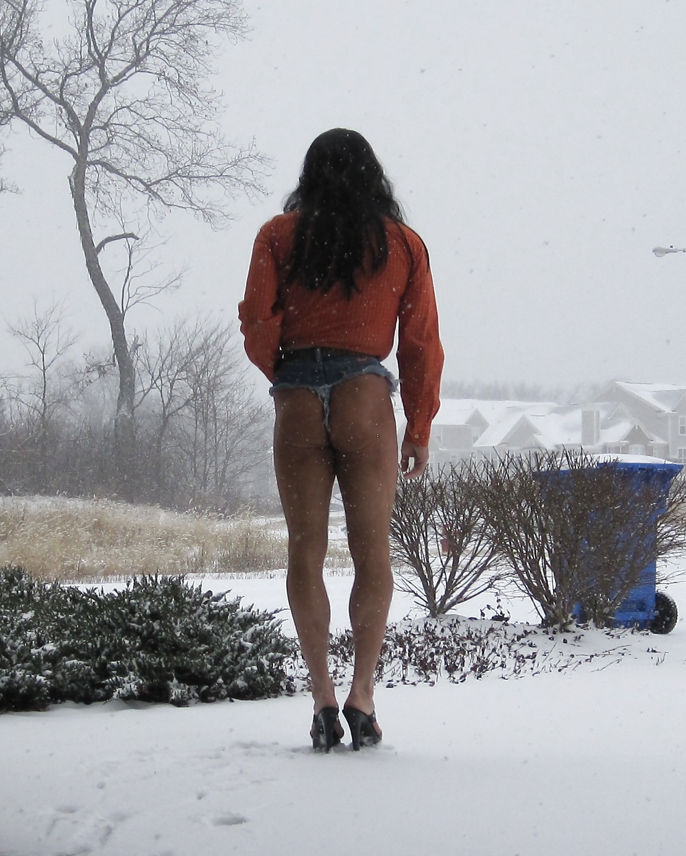 Tiny Daisy Dukes Outdoors in the Snow #10783859