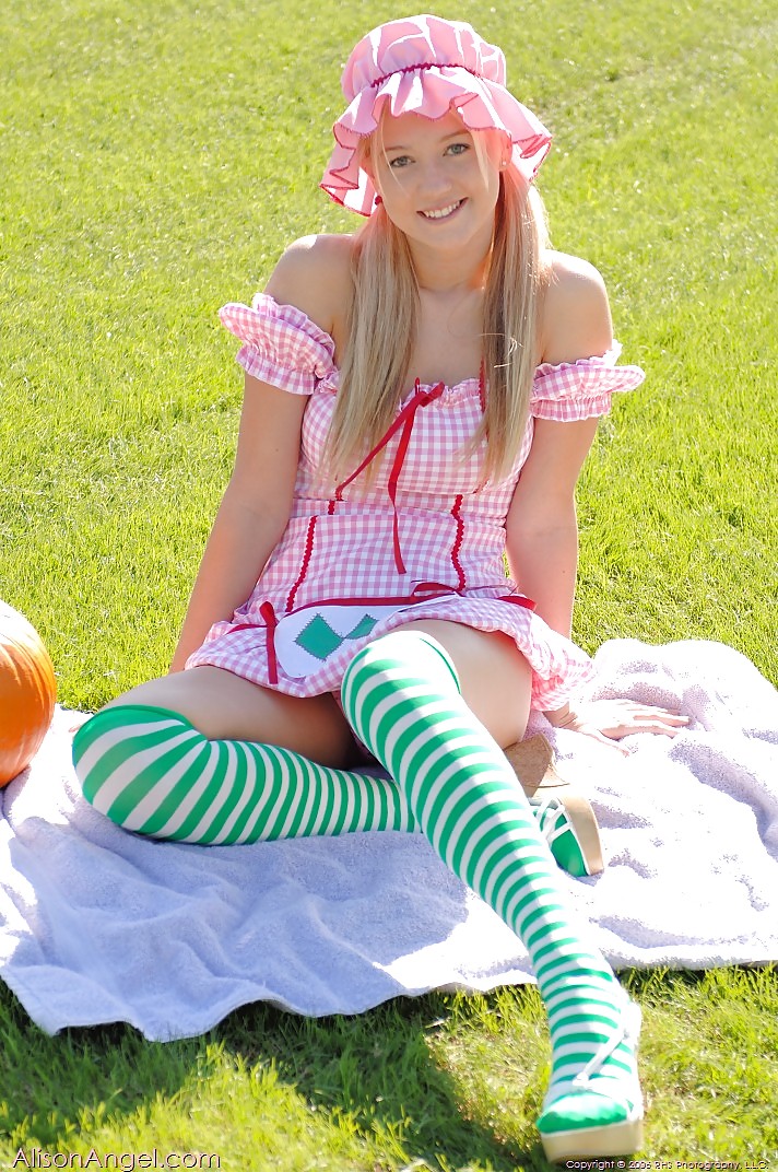 Cute Teen Alison in Pink Gingham and Stockings #2502796