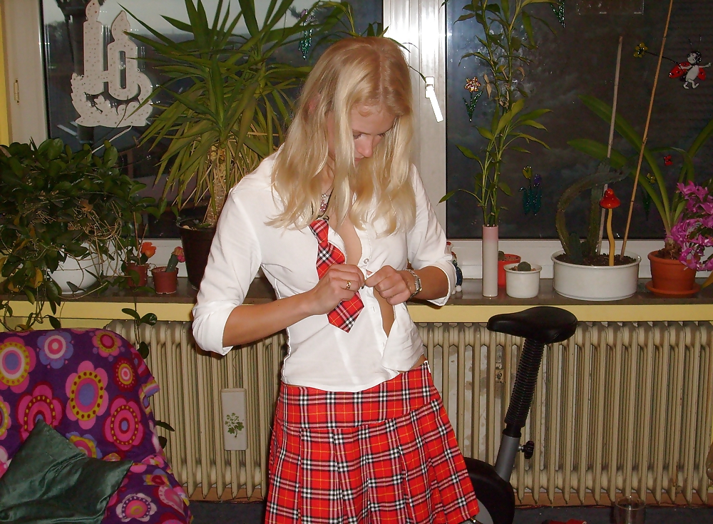 Amateur in red school girl uniform #20135002
