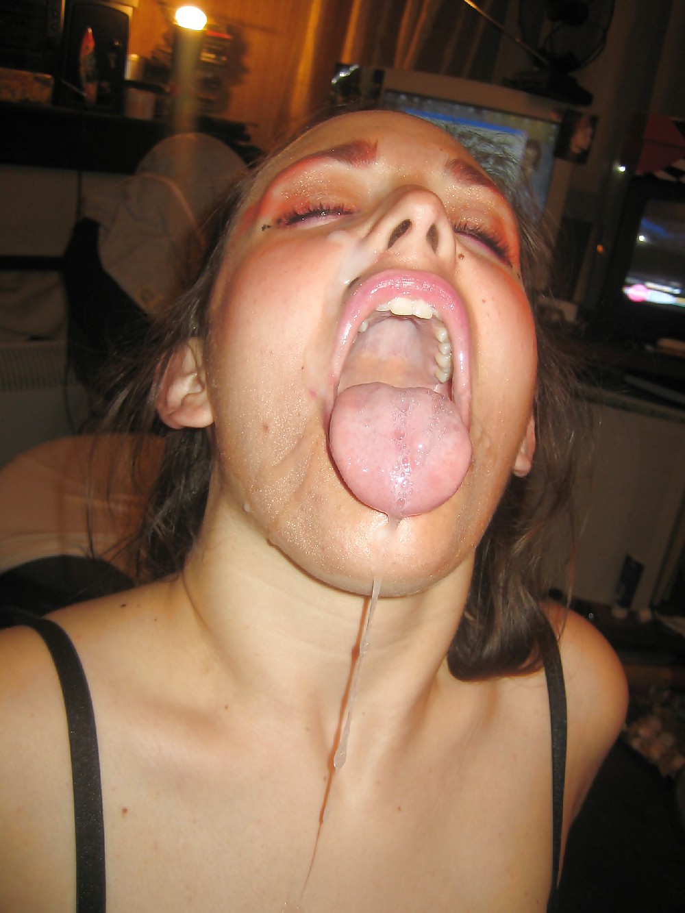 Cumshots in her open mouth - N. C.  #11828468