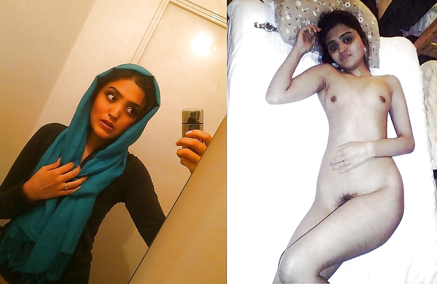 アラブ人、インド人、イスラム教徒の女の子が服を着て、服を脱ぐ
 #16125556