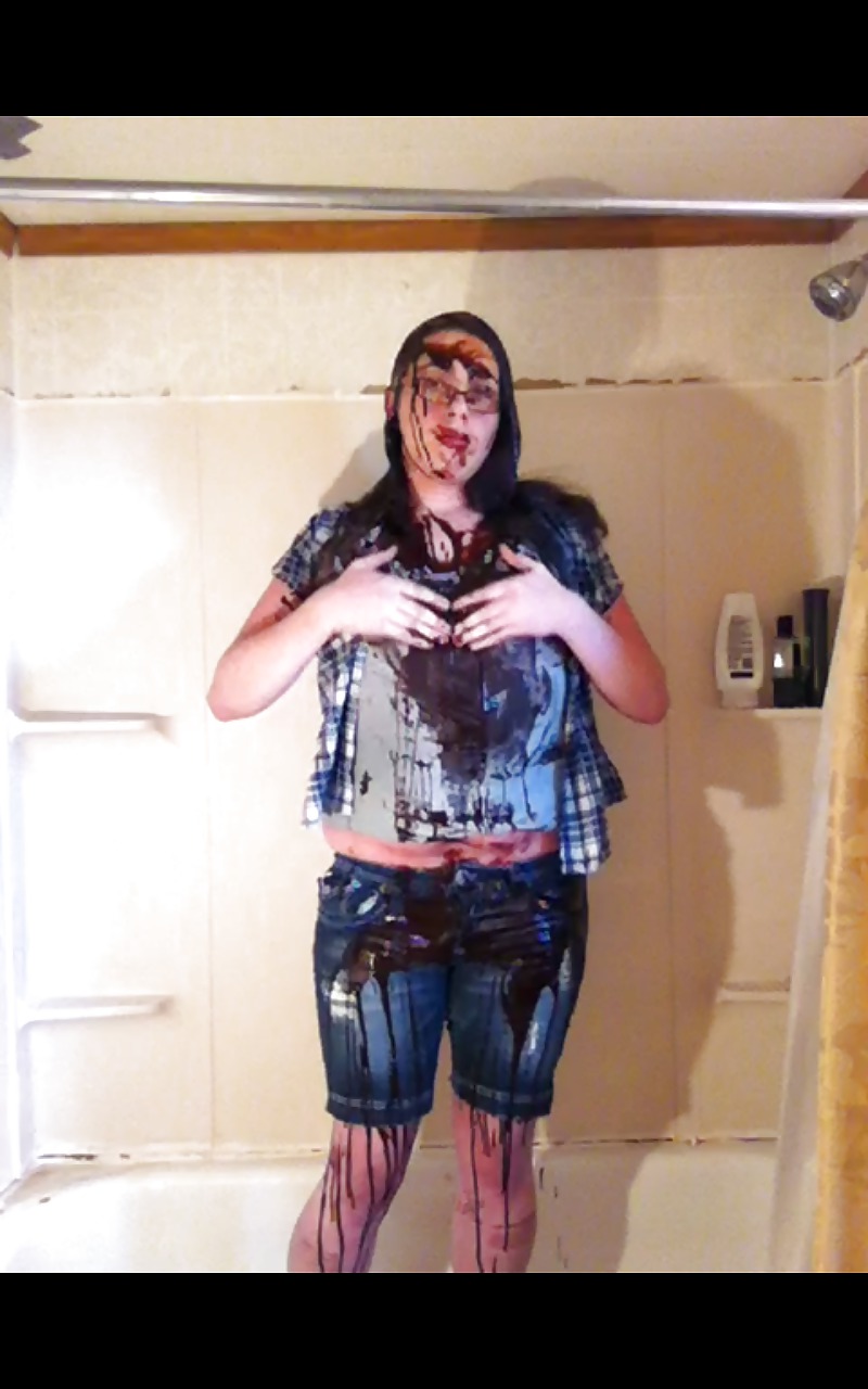 T-girl gets messy with chocolate and cake batter #16049272