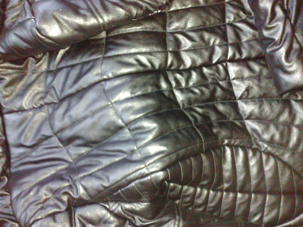 Sister's shiny leather down jacket fucked #15627375