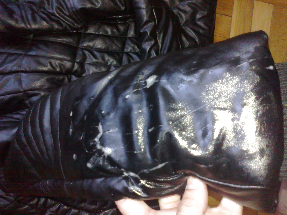 Sister's shiny leather down jacket fucked #15627385