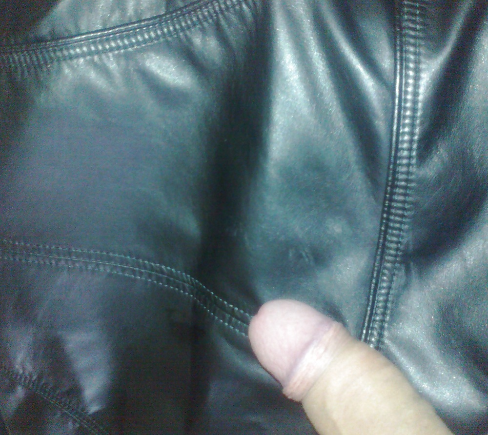 Cum with my sister's leather jacket #16559620