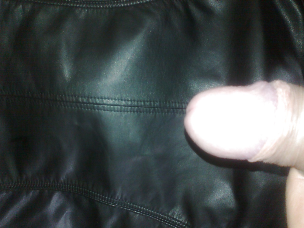 Cum with my sister's leather jacket #16559625