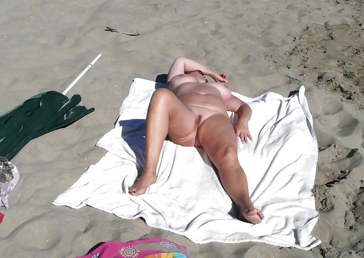 Naked grannies on beach #21603010