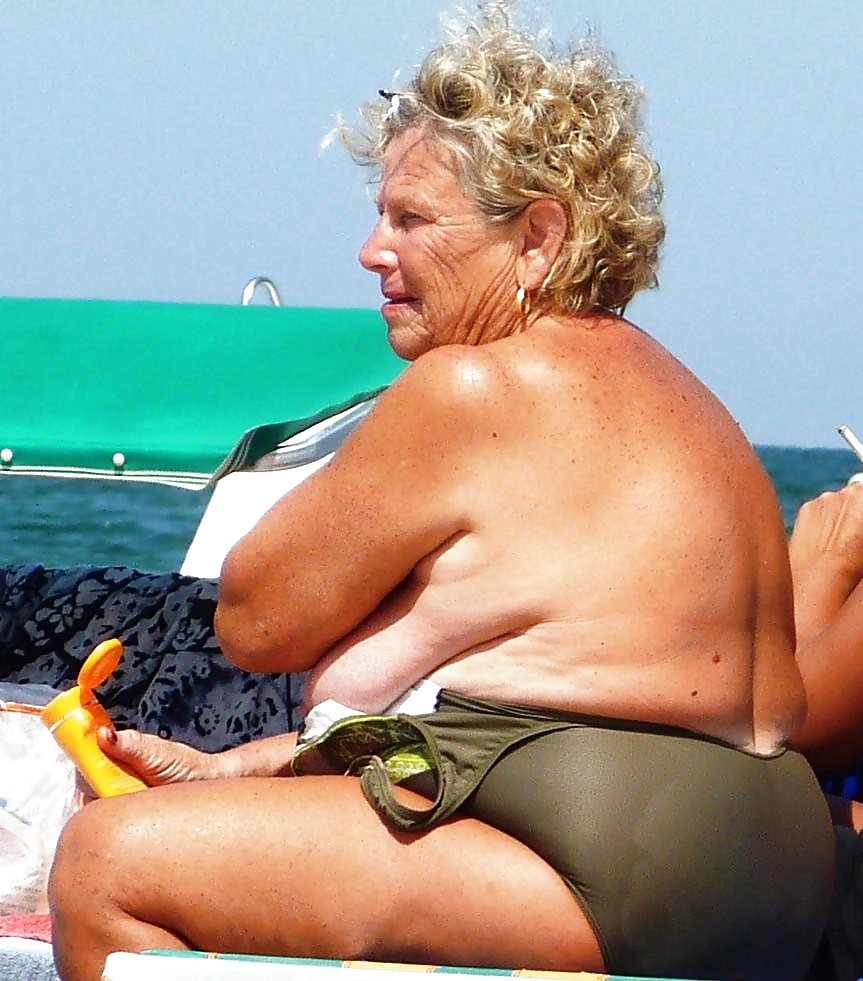 Naked grannies on beach #21603031