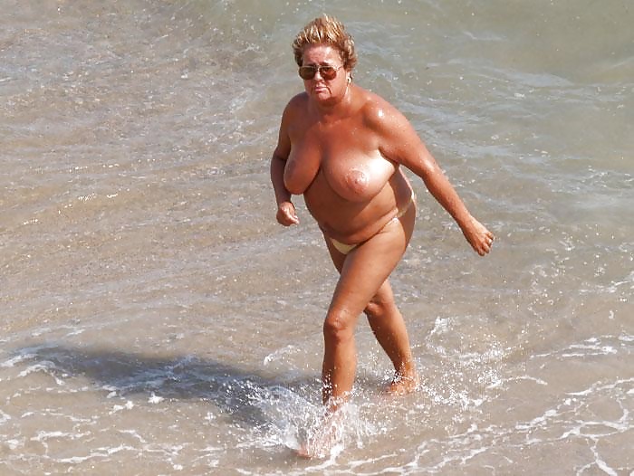 Naked grannies on beach #21603084