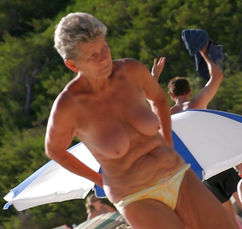 Naked grannies on beach #21603093