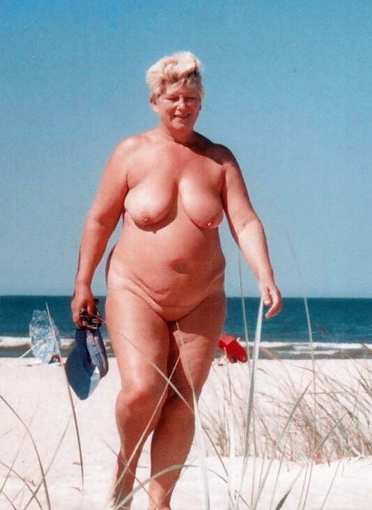 Naked grannies on beach #21603173