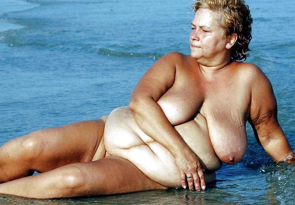 Naked grannies on beach #21603190