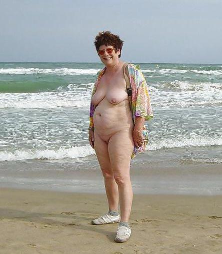 Naked grannies on beach #21603194