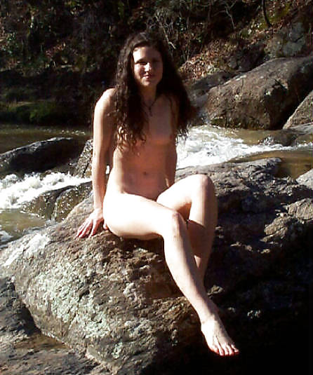 Brunette skinny-dipping in river #6164792