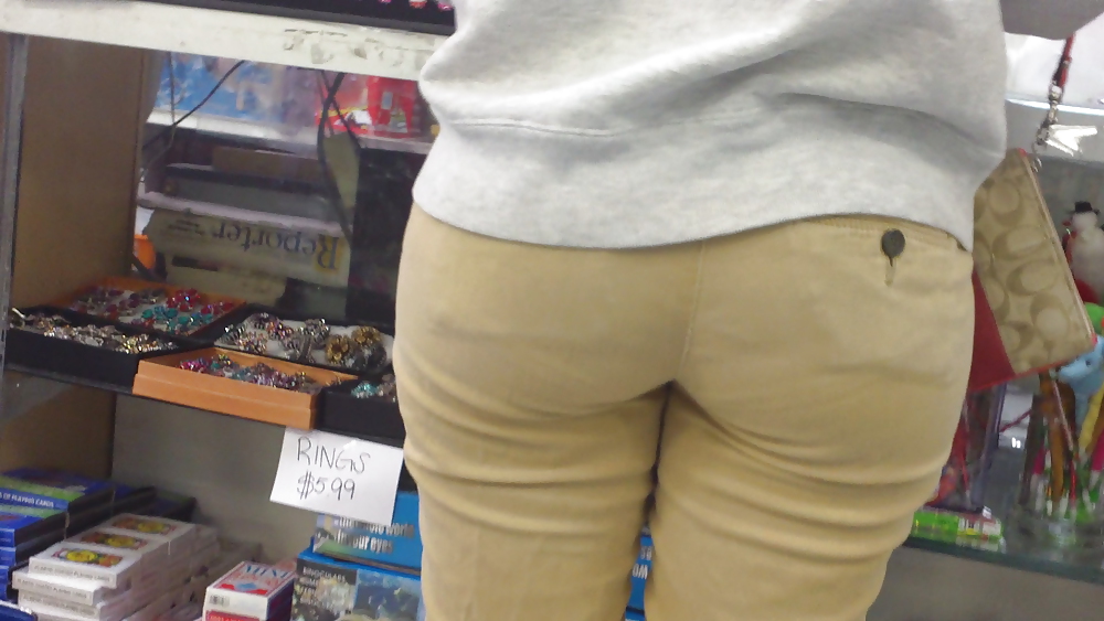Hot sexy teen ass & butt in tight yellow jeans  #6698037