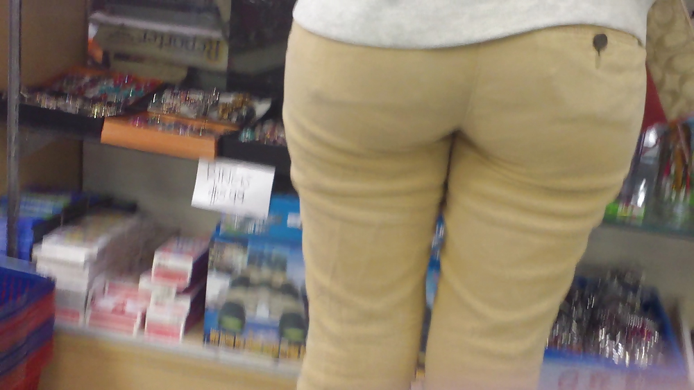 Hot sexy teen ass & butt in tight yellow jeans  #6698073