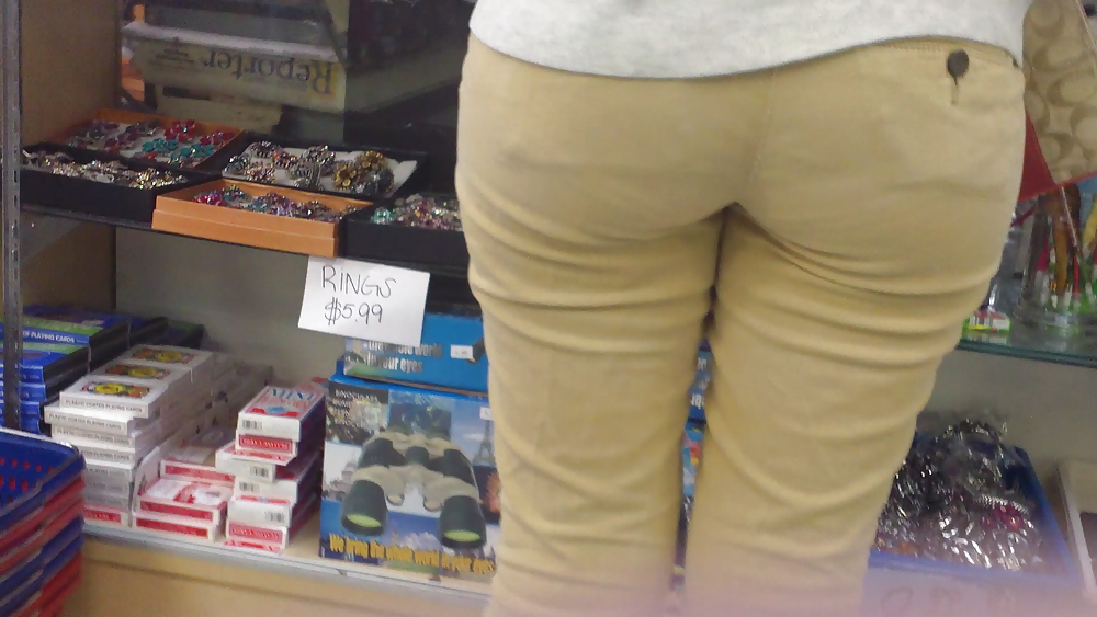 Hot sexy teen ass & butt in tight yellow jeans  #6698091
