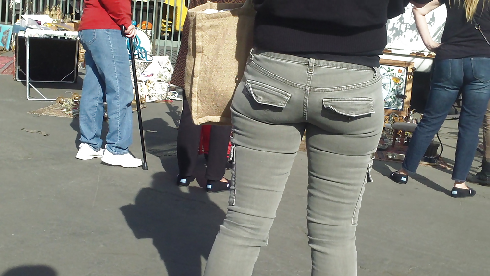 Nice tight sexy butt & butt in grey jeans #10753639