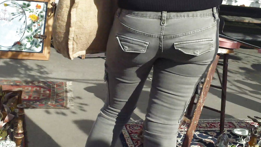 Nice tight sexy butt & butt in grey jeans #10753660