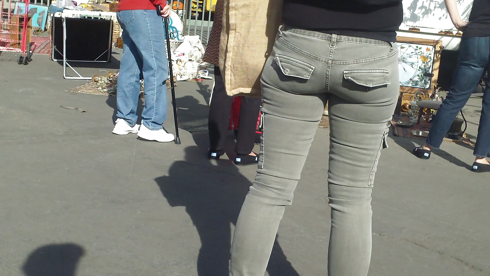 Nice tight sexy butt & butt in grey jeans #10753677