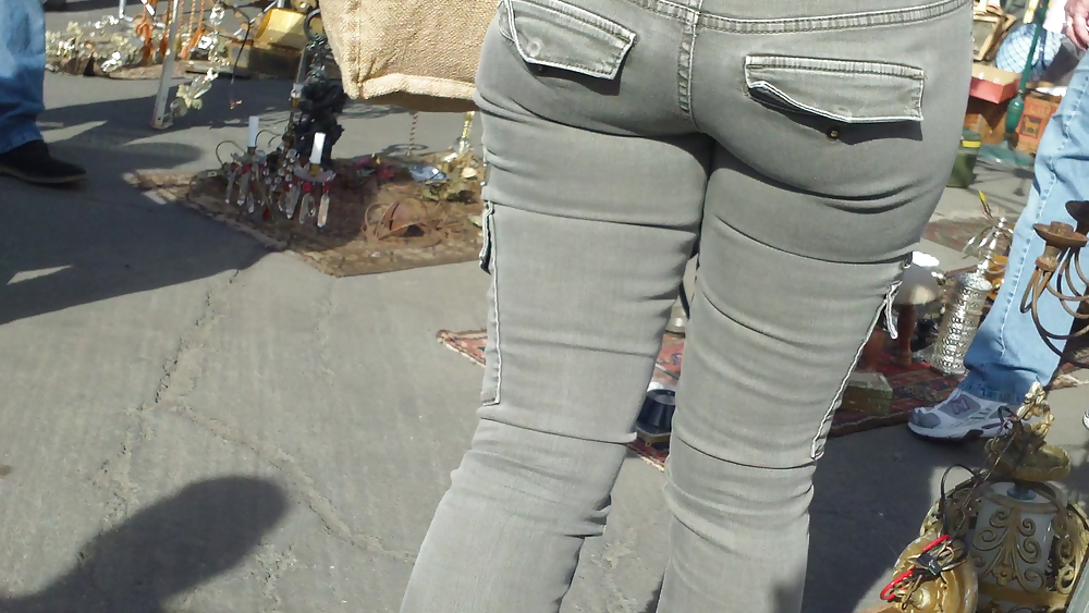 Nice tight sexy butt & butt in grey jeans #10753684