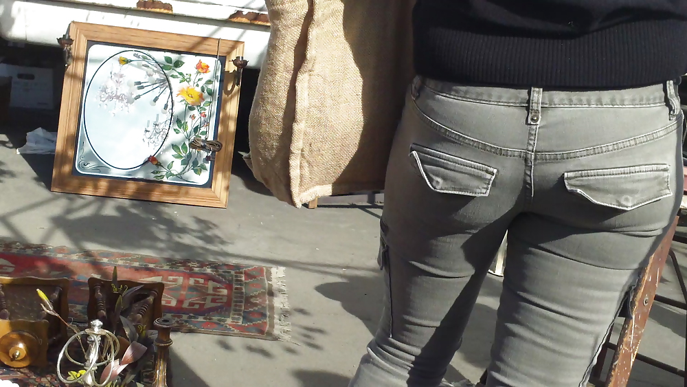 Nice tight sexy butt & butt in grey jeans #10753711