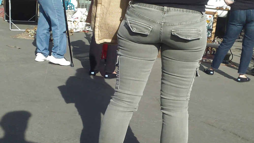 Nice tight sexy butt & butt in grey jeans #10753740