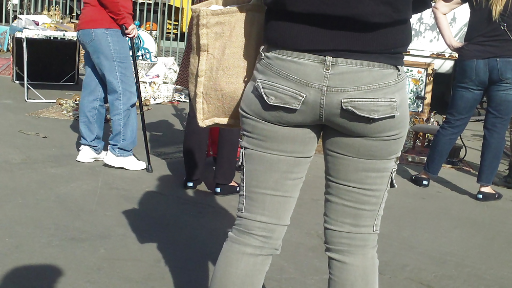 Nice tight sexy butt & butt in grey jeans #10753755