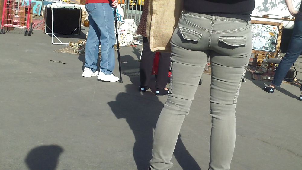 Nice tight sexy butt & butt in grey jeans #10753769