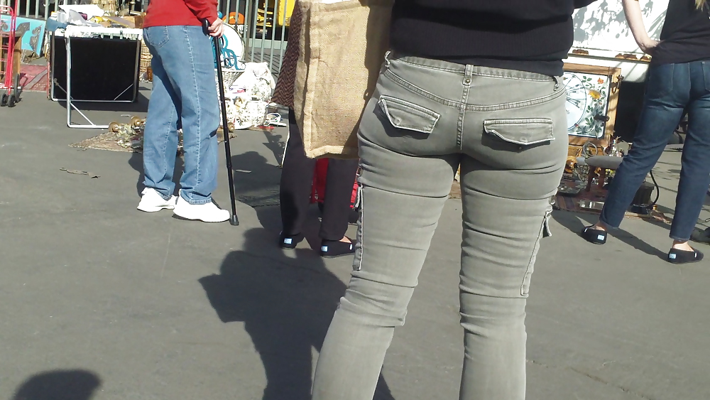 Nice tight sexy butt & butt in grey jeans #10753776
