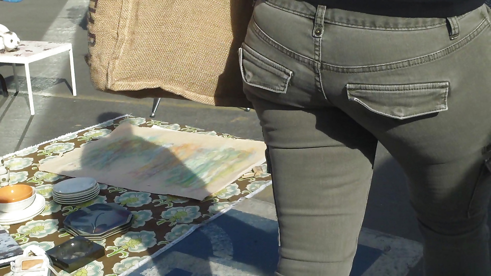Nice tight sexy butt & butt in grey jeans #10753842