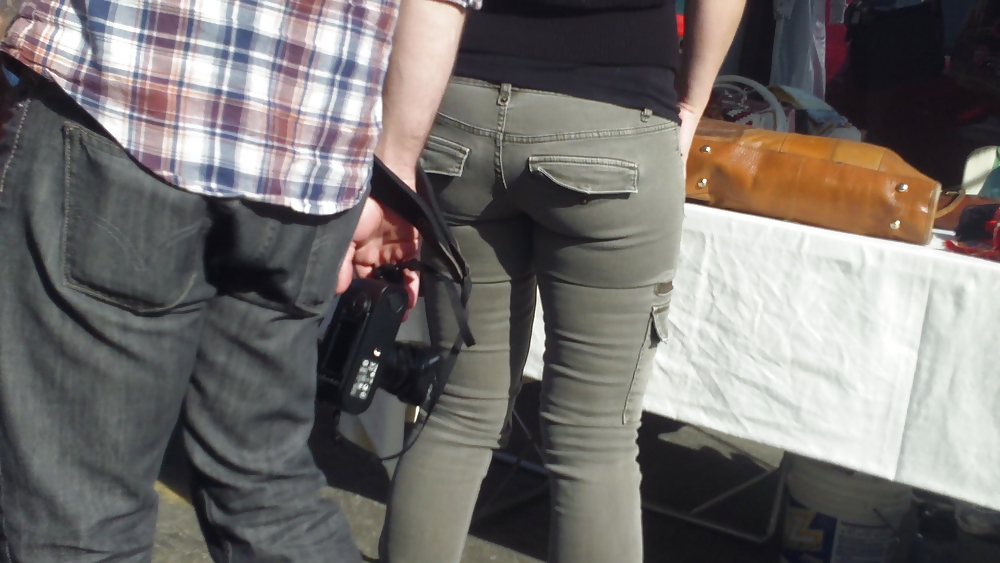 Nice tight sexy butt & butt in grey jeans #10753865