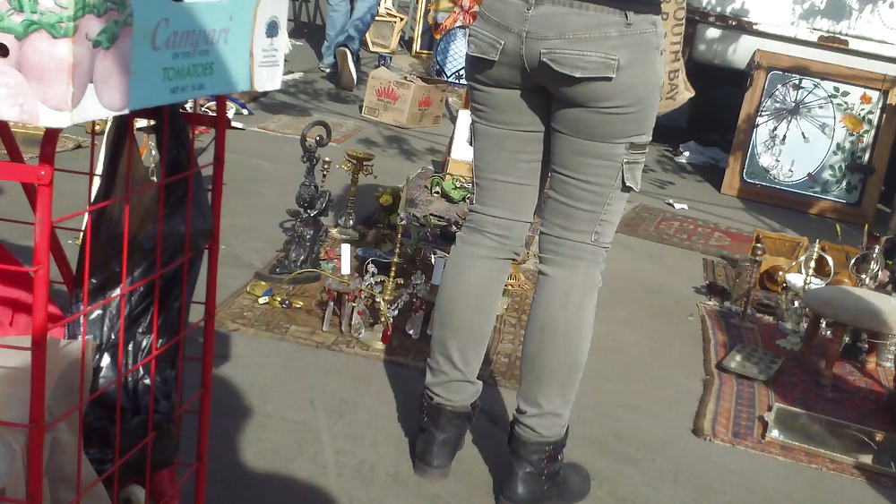 Nice tight sexy butt & butt in grey jeans #10753879
