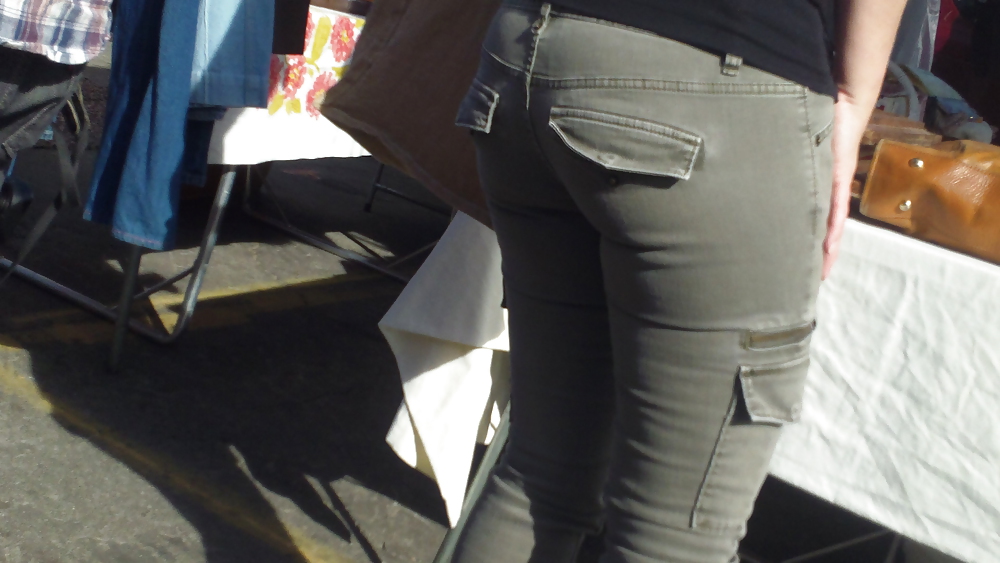 Nice tight sexy butt & butt in grey jeans #10753900