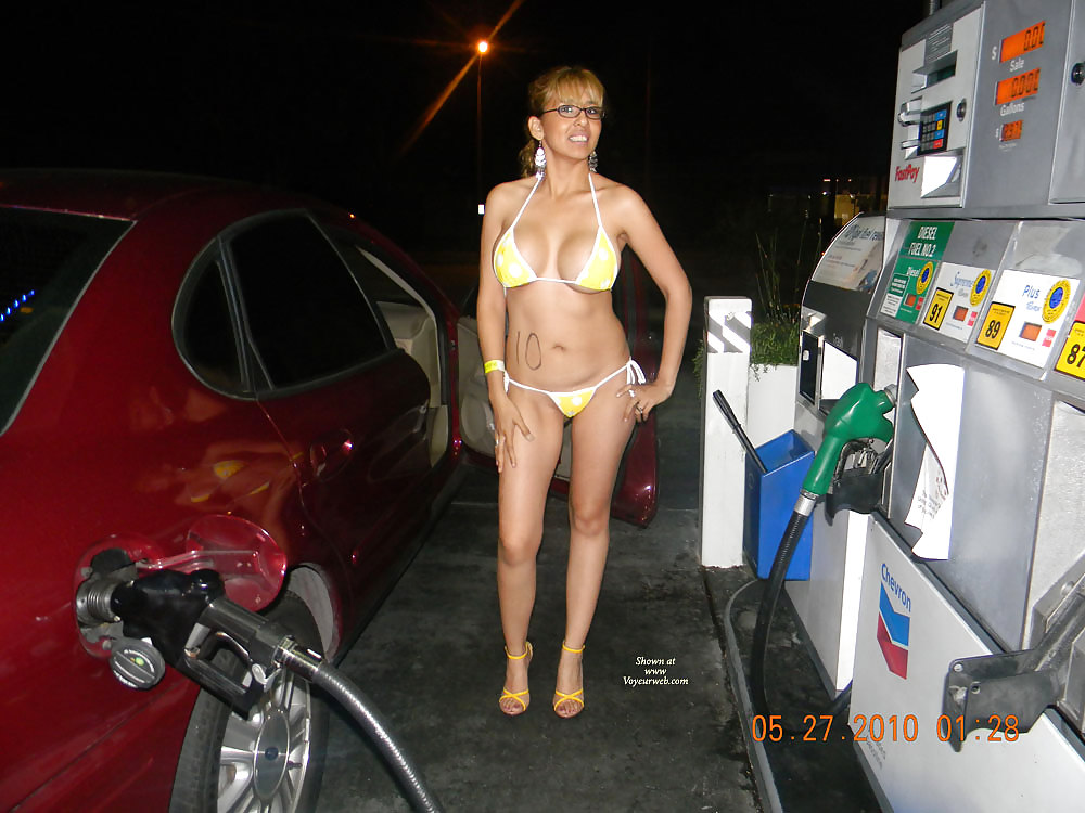 Latina milf pumping gas #17235203