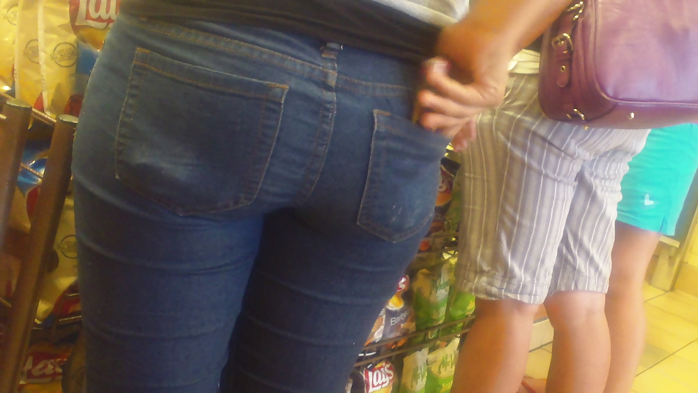 Standing behind a fine ass & butt in blue jeans #12217230