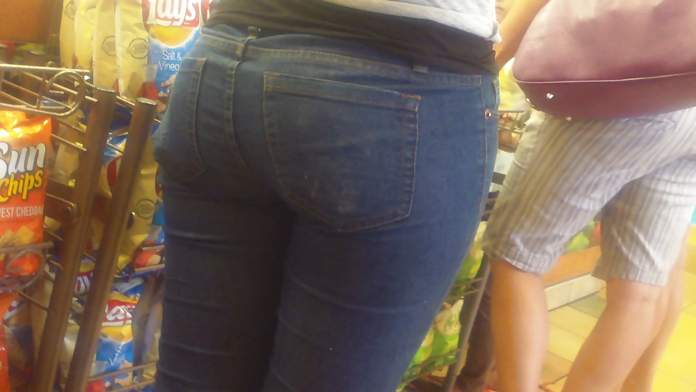 Standing behind a fine ass & butt in blue jeans #12217268