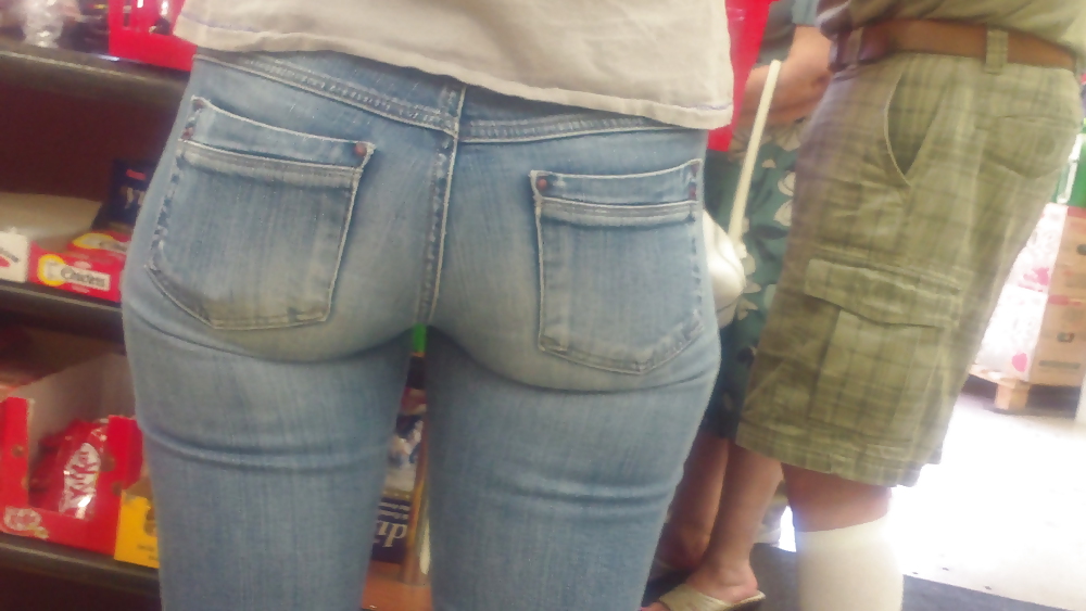 Standing behind a fine ass & butt in blue jeans #12217508
