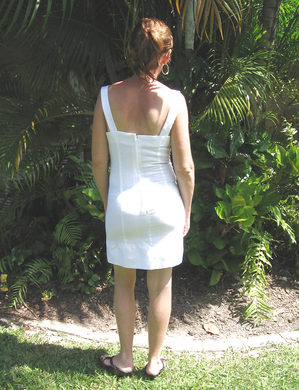 Upskirts of my redhead wife in her tight white dress #5542929