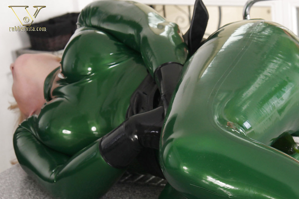 Green latex catsuit #13629911