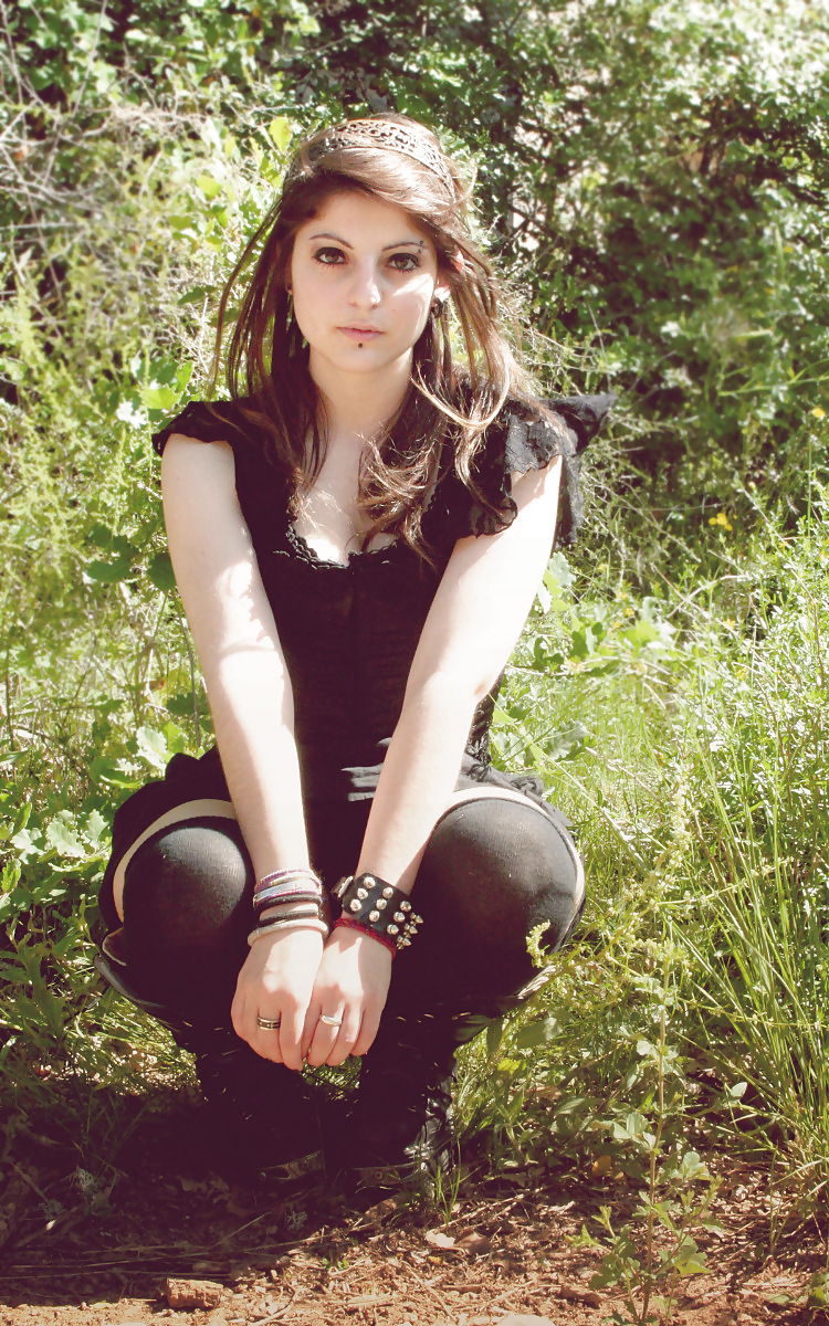 French girl with New rock boots