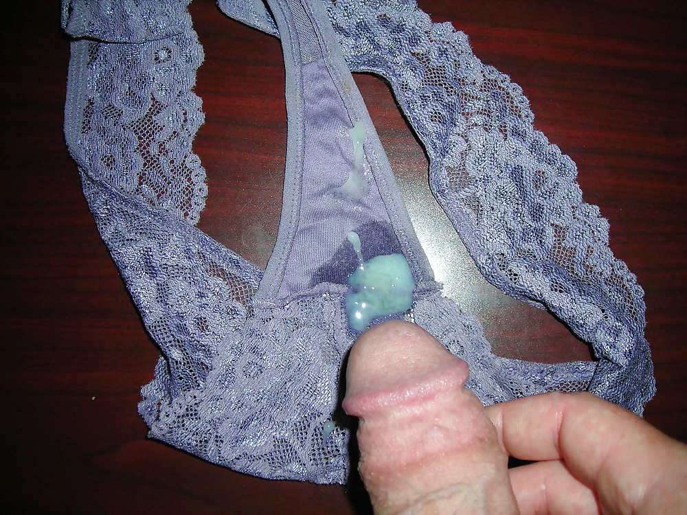 Cumshot on purple panties!