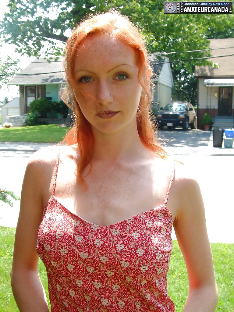 Upskirt redhead outdoors in white panties #7237832