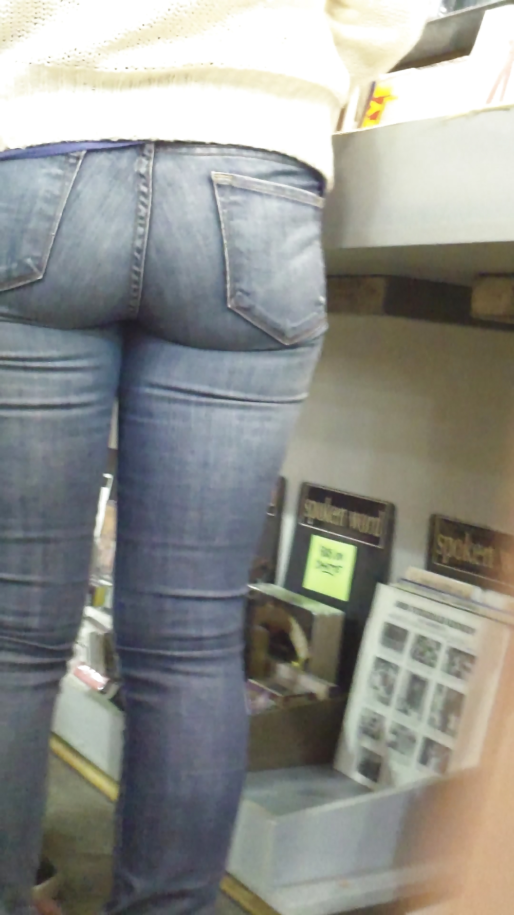 Smooth teen ass & butt in blue jeans #20904389