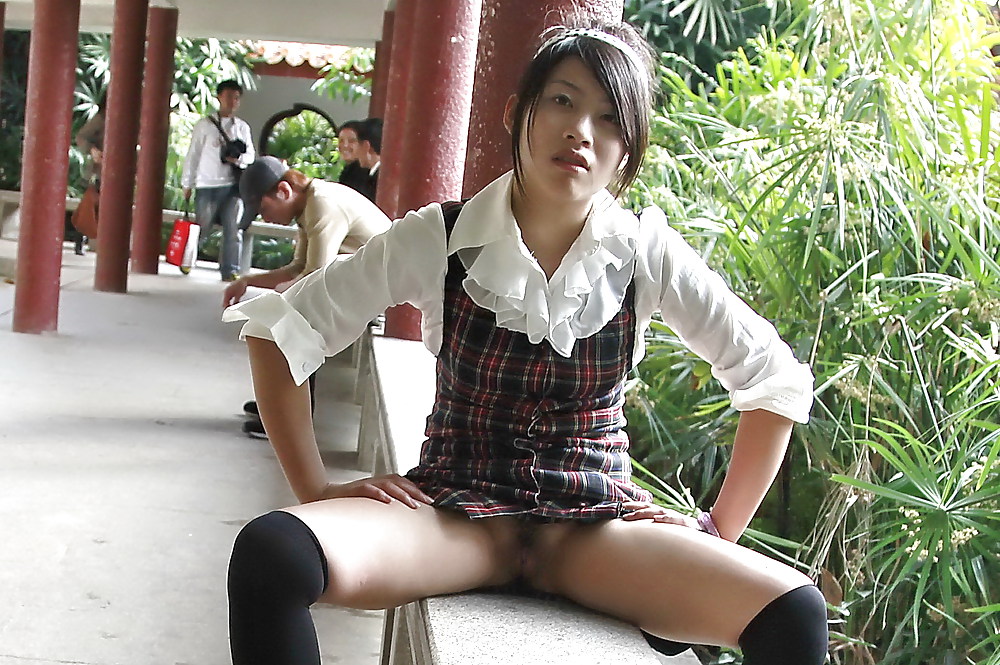 Chinese girl flashing pussy in public #16564650