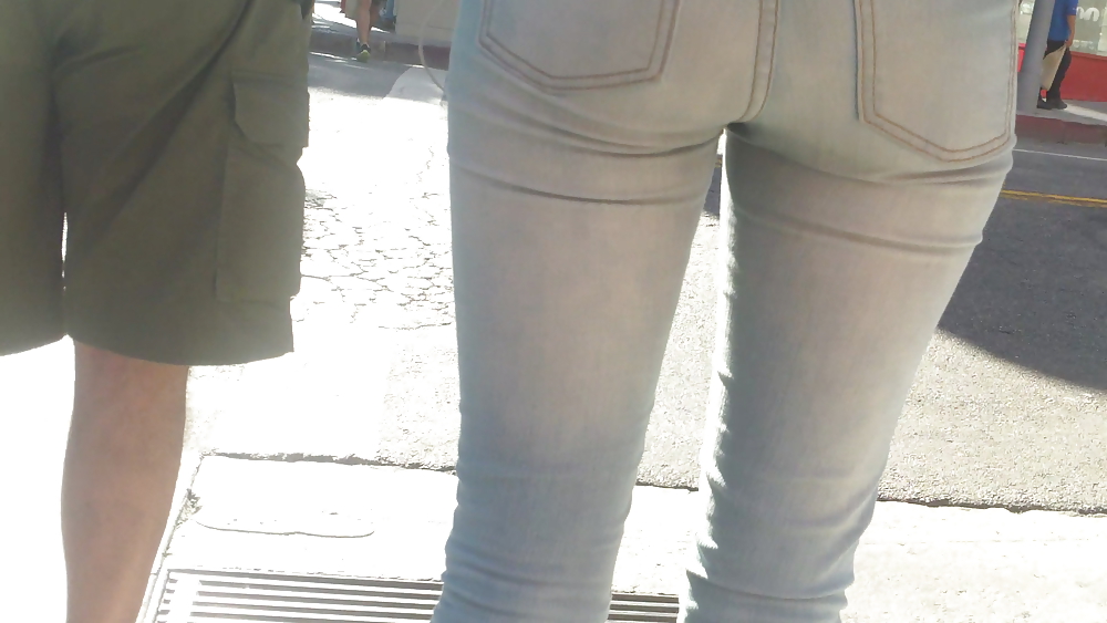 Sexy smooth teen ass & butt in blue jeans #21314523
