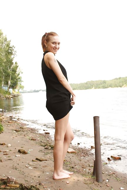 Black Dress No Panty By The Lake