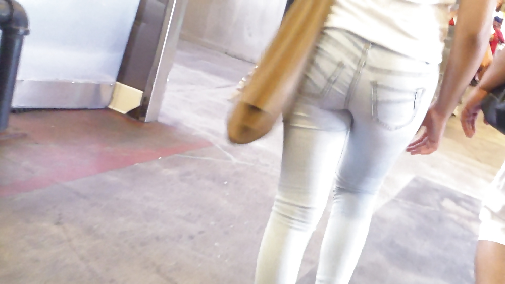 Teen ass & butt in jean shorts shopping #18776834