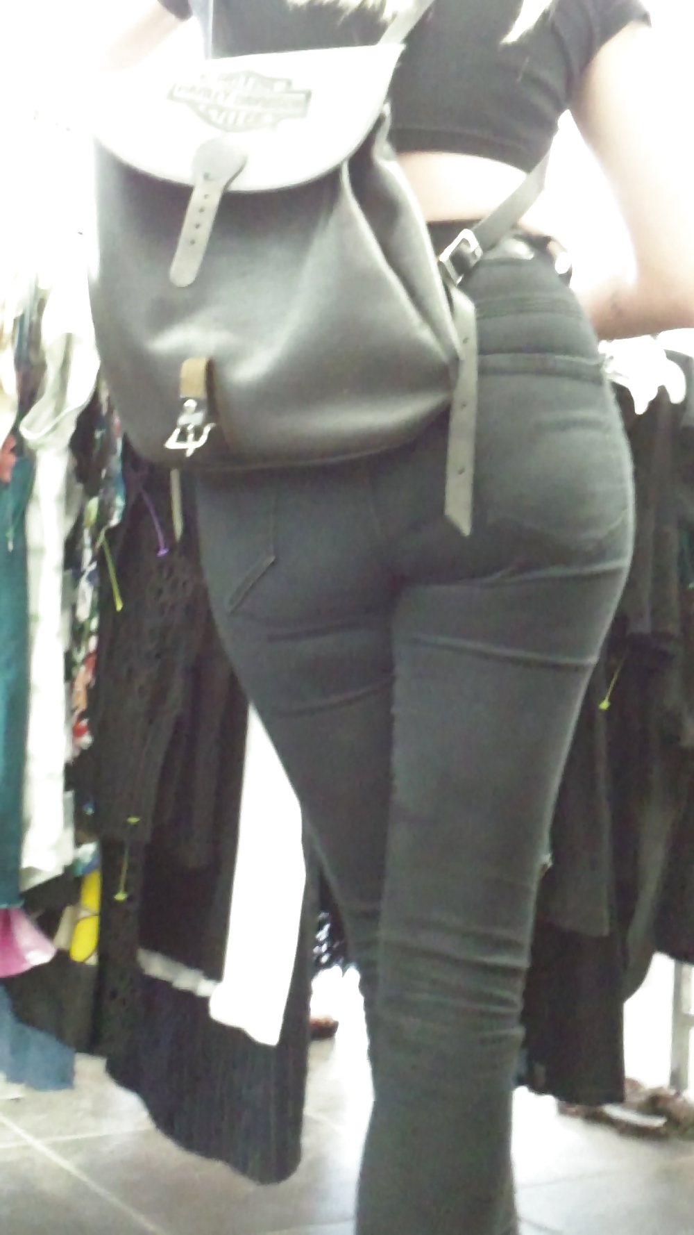 Teen ass & butt in jean shorts shopping #18777562