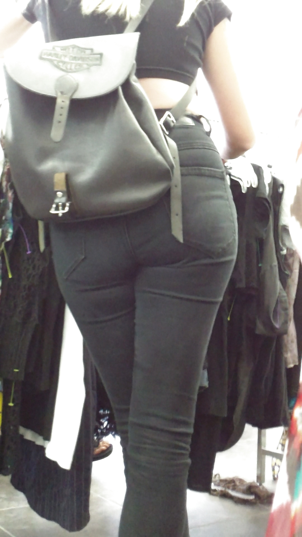 Teen ass & butt in jean shorts shopping #18777586